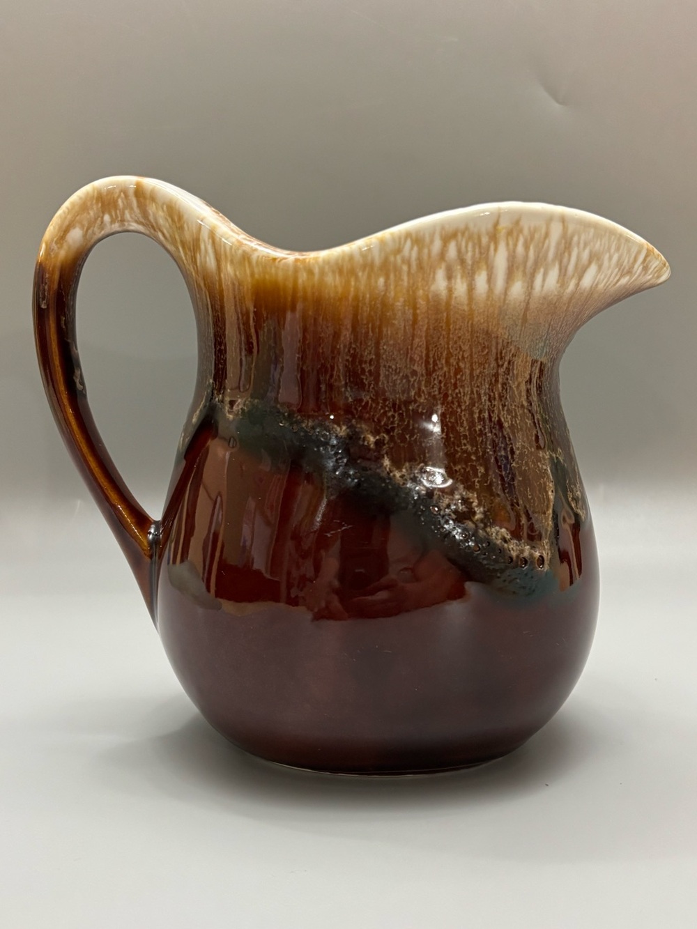 Vintage McCoy Pottery Brown Drip Glaze Pitcher 6.5"x7" Milk Jug USA Mid Century